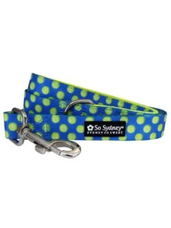 Tennis Ball Star Blue & Yellow Cute And Fun Nylon Dog Leash