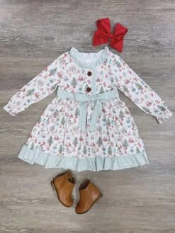 The Little Things Gingham Ruffle Trim Christmas Dress