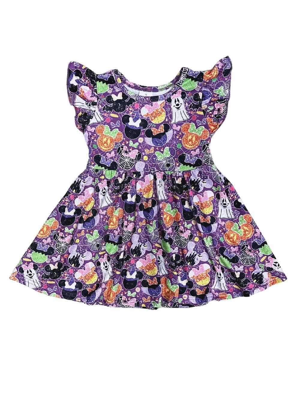 Theme Park Fun Halloween Girls Flutter Short Sleeve Dress - Image 2