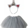 Adult Silver Unicorn Costume - Tutu Skirt & Headband Horn Set For Adult Or Plus Size