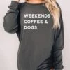 Weekends Coffee & Dogs Comfort Colors Long Sleeve Unisex Graphic T-Shirt -Sydney So Sweet WeekendsCoffeeDogs Blue Pepper