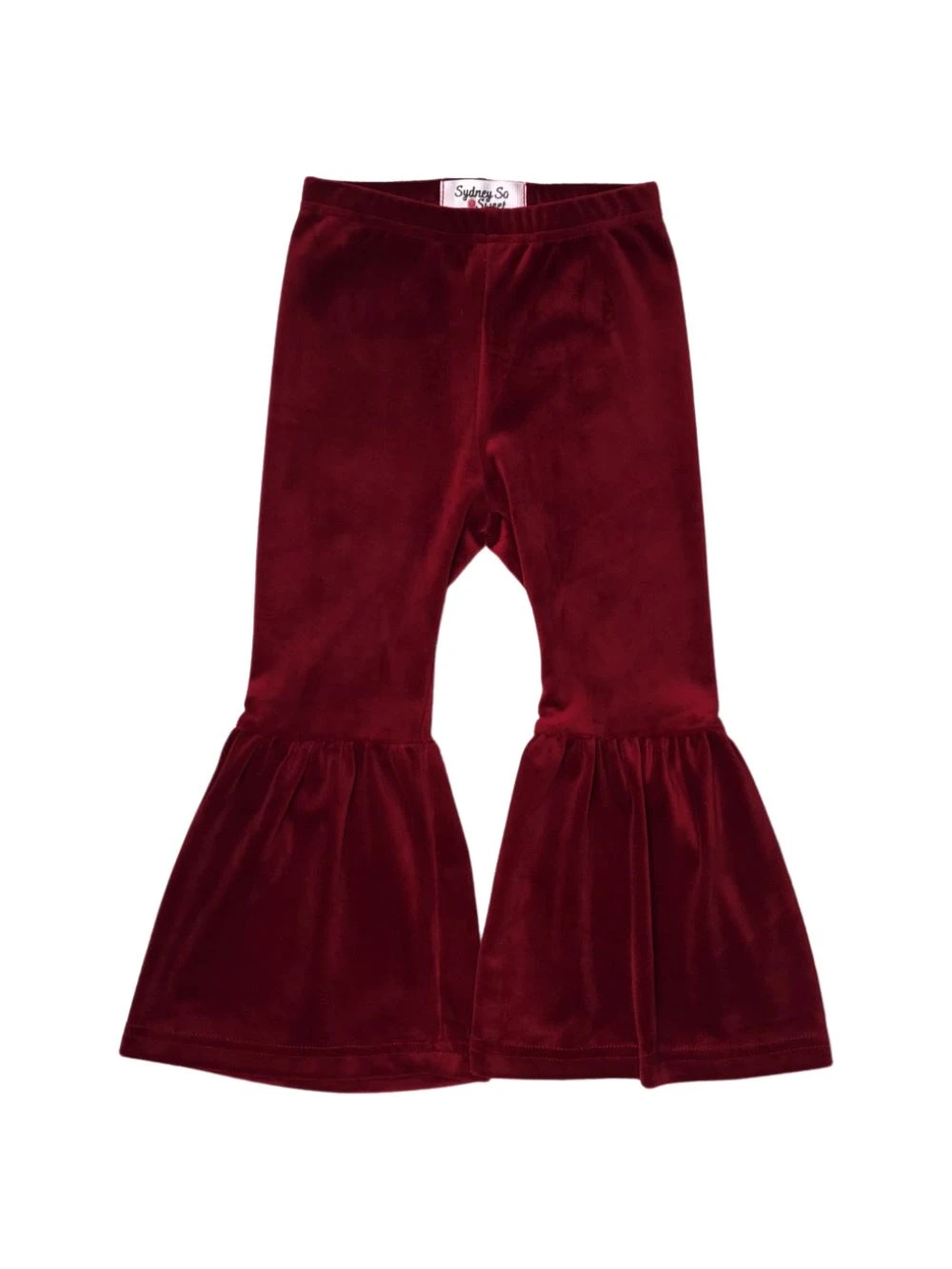 Burgundy Girls Velvet Bell Bottoms 4 Burgundy Girls Velvet Bell Bottoms - Image 2