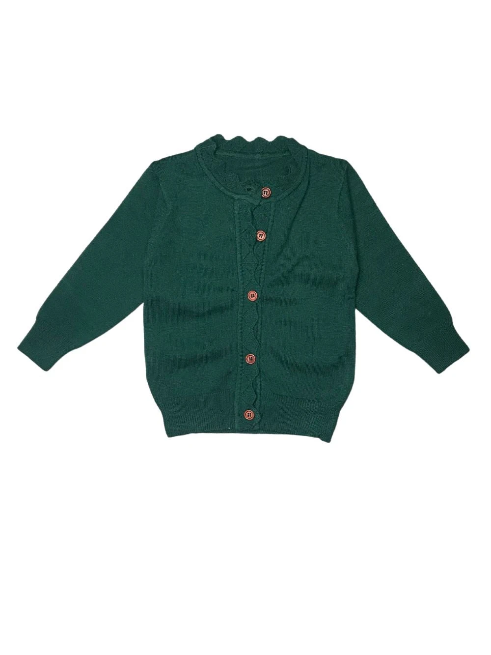 Emerald Green Ruffle Button Up Girls Cardigan Sweater 4 Emerald Green Ruffle Button Up Girls Cardigan Sweater - Image 2