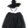 Classic Black Witch Costume Set For Adults & Plus Size – Tutu Skirt & Headband Hat – Spellbinding Outfit For Halloween & Cosplay