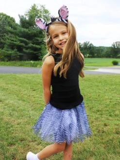 Girls Zebra Costume - Complete Kids Costume Set With Animal Print Tutu, Tail, & Ears