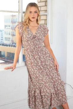Mittoshop Flower Print Ruffle Cap Sleeve V-neck Midi Dress -Sydney So Sweet a0be4ff5fb274fe5b84db2dc18859e71 Max Origin