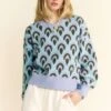 Davi & Dani Scale Jacquard Round Neck Drop Shoulder Sweater