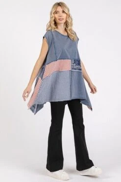 Mittoshop Patchwork Mineral Washed Round Neck Cap Sleeve Top -Sydney So Sweet a314d95c 785c 4d1b b064 87b1ac0a09cc Min