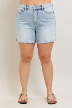 Judy Blue Full Size Frayed Hem High Rise Denim Shorts With Pockets Plus Size -Sydney So Sweet a56fb7f8 33fe 4854 8168 1d7fc9143cbd Max