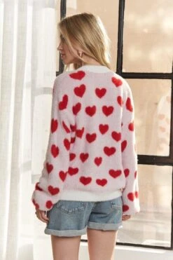 ADORA Fuzzy Heart Button Down Cardigan -Sydney So Sweet a775a9f6 425a 4887 8ce9 0769edafcd57 Max