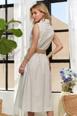 ADORA Striped Button Down Sleeveless Midi Dress -Sydney So Sweet a8f19520 f2ff 4fb5 b43c cfb6f8e8f2b4 Min