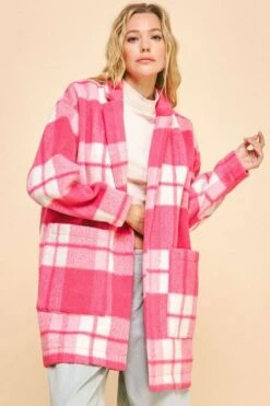 Davi & Dani Plaid Open Front Drop Shoulder Longline Coat -Sydney So Sweet a9878164 4c0e 4af6 9962 e5b4f4bea63f Max