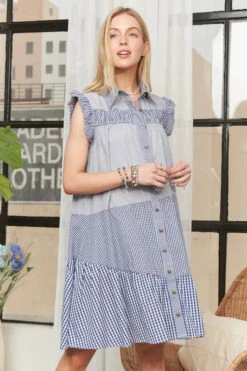 ADORA Button Down Textured Babydoll Dress -Sydney So Sweet aca98856a5d64cd5ac0d63eb56a3df43 Max Origin