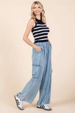 Mittoshop Washed Elastic Waist Cargo Wide Leg Pants -Sydney So Sweet ad8a3d3e 083f 4494 8d14 71b86c9eb9a1 Min