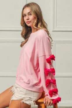 BiBi Velvet Ribbon Bows Long Sleeve Round Neck Sweatshirt -Sydney So Sweet ae4ece88 1ef5 423f a3f7 74061130e83f Max
