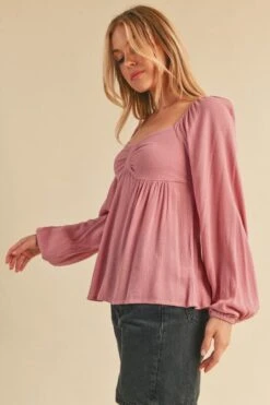 Aemi + Co Ruched Sweetheart Neck Balloon Sleeve Blouse -Sydney So Sweet aef43c33 6405 4616 939c 0c69f8c300e1 Max