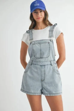 MABLE Square Neck Ruffle Shoulder Denim Overall Romper -Sydney So Sweet b057980c4cb0415d8e3742b667aa4b4a Max Origin