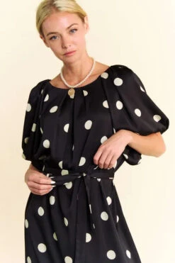 Davi & Dani Polka Dot Puff Sleeves Waist Tie Midi Dress -Sydney So Sweet b09689ba84ab41e78a836d428524056d Max Origin