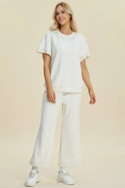 Double Take Full Size Pearl Detail Round Neck Top And Pants Set -Sydney So Sweet b5fc12f4 ca66 4c50 9eba 56c7084ed5ed Max