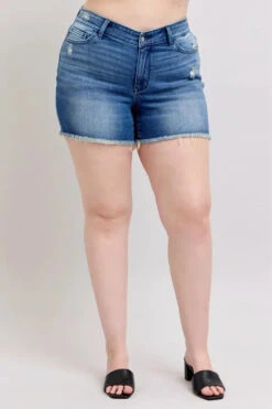 Judy Blue Full Size V-Front Denim Shorts With Shield Pockets Plus Size -Sydney So Sweet b6426116 b64b 4fc1 bdda 4b22a22bdf0d Max Origin