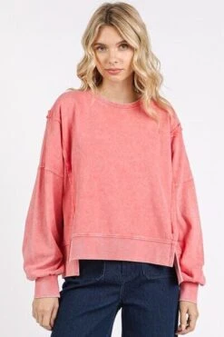 Mittoshop Side Slit Exposed Seam Round Neck Sweatshirt -Sydney So Sweet b71c1160 36a6 4d61 81a7 227e68e290a6 Min