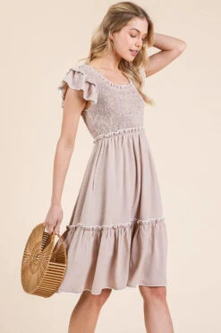 Lime 'N' Chili Ruffle Trim Smocked Dress With Contrast -Sydney So Sweet b7d180ec3d874d6b9b644607cf28bba4 Max Origin