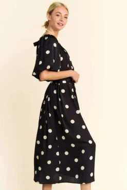 Davi & Dani Polka Dot Puff Sleeves Waist Tie Midi Dress -Sydney So Sweet b9d23dcd6e674d80abee0fba23cb73ff Max Origin