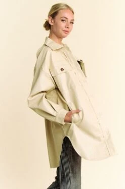 Davi & Dani Faux Leather Button Up Jacket With Chest Pockets -Sydney So Sweet bc16acb1 8054 461b beda 005f4cc6e1ac Max
