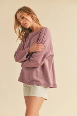 Aemi + Co Frayed Edge Round Neck Sweatshirt -Sydney So Sweet bda6b35c bb88 411d a33d 00177a57dfa2 Max