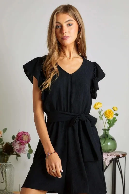 ADORA Ruffle Sleeves Romper With Pockets 3 ADORA Ruffle Sleeves Romper With Pockets