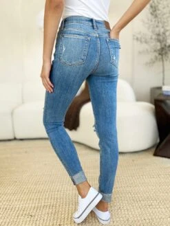 Judy Blue Full Size Mid Rise Destroy & Cuff Skinny Jeans -Sydney So Sweet be1e6334 7aee 40dd b315 5bcada17ceb1 Max
