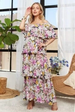 ADORA Layered Floral Off-Shoulder Short Sleeve Maxi Dress -Sydney So Sweet be875b5c 9946 47ed 80c7 b023c1440ff8 Min