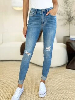 Judy Blue Full Size Mid Rise Destroy & Cuff Skinny Jeans -Sydney So Sweet be8eb836 5feb 4de3 9301 19bbe864b307 Max