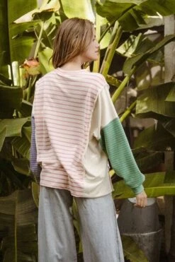 BiBi Exposed Seam Slit Striped Round Neck T-Shirt -Sydney So Sweet c17771b6 97c5 43d1 af75 12f7ee0bb70f Min