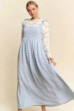 Davi & Dani Plaid Smocking Sleeveless Maxi Dress -Sydney So Sweet c519ebe06b2f4688af9acb48de02451f Max Origin