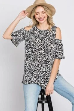 Heimish Full Size Leopard Round Neck Cold Shoulder T-Shirt Plus Size -Sydney So Sweet c75d4e0e be11 4f73 aeec 1c0a067b5ede Min