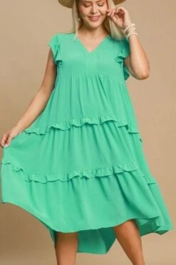 Umgee Full Size Ruffle Tiered Cap Sleeve Midi Dress Plus Size -Sydney So Sweet c7df030f 8a7c 457d a4f5 da60f8d86a20 Min