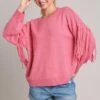 Umgee Full Size Fringe Round Neck Long Sleeve Sweater Plus Size -Sydney So Sweet c7e6727e 5b32 4868 a240 83f2d10fce0e Min
