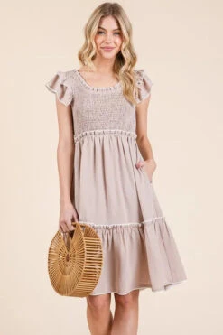 Lime 'N' Chili Ruffle Trim Smocked Dress With Contrast -Sydney So Sweet c930a167c67f4ac193859a7f2e7ee5cc Max Origin