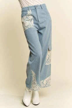 Davi & Dani Lace Applique Wide Leg Jeans -Sydney So Sweet ca2ba1aa c16f 4697 8561 419e86e575f7 Max