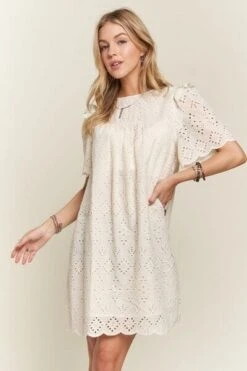 ADORA Ruffled Eyelet Round Neck Dress -Sydney So Sweet ca75a4c7 b42b 487c b375 b94376ca6183 Min