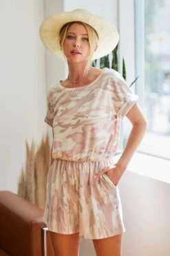 BiBi Camo Print French Terry Romper With Side Pockets -Sydney So Sweet ce86bd5f162349ebba681ea99257064d Max Origin