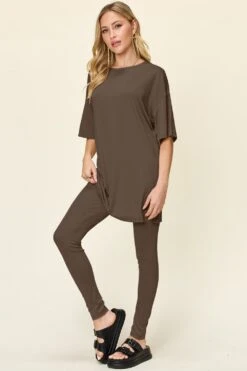 Double Take Full Size Round Neck Dropped Shoulder T-Shirt And Leggings Set -Sydney So Sweet cf07aef9 07da 45e9 9beb 32c53179f036 Max