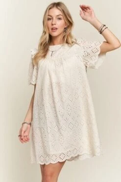 ADORA Ruffled Eyelet Round Neck Dress -Sydney So Sweet d03366ee 2ad1 468f 981b 50ec35f25b28 Min