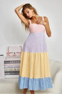 BiBi Color Block Tiered Gingham Dress 16 BiBi Color Block Tiered Gingham Dress -Sydney So Sweet d03db5627e90468eaa49cf80fa6ddf98 Max Origin