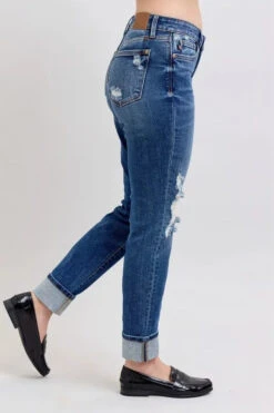 Judy Blue Full Size Mid Rise Boyfriend Destroy Jeans With Yoke Pockets And Faux Selvedge Cuff Plus Size -Sydney So Sweet d11d5938983e489abe4a43f90731e115 Max Origin