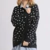 Umgee Polka Dot Open Front Drop Shoulder Cardigan