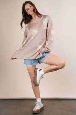 VERY J Palm Tree Graphic Oversized Knit Sweater -Sydney So Sweet d1db06cc499244ebb77ce63bd9f75203 Max Origin