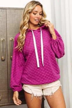 BiBi Brushed Checker Drawstring Long Sleeve Hoodie -Sydney So Sweet d22ca107 594b 44d6 a3fc 11e15d818b76 Max