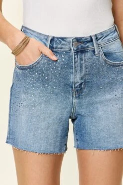 Judy Blue Full Size High Waist Rhinestone Decor Denim Shorts -Sydney So Sweet d34667b6 971c 42fa be02 7c529bb3945a Max